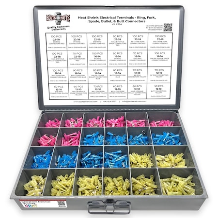 Boltsandnuts.Com Marine Grade Heat Shrink Terminal Connectors Assortment - 1921 Pieces Assortment Kit #384